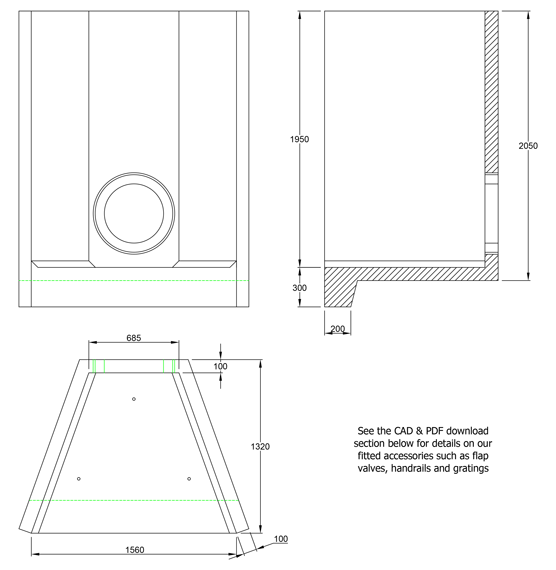 H6C F Headwall line drawing