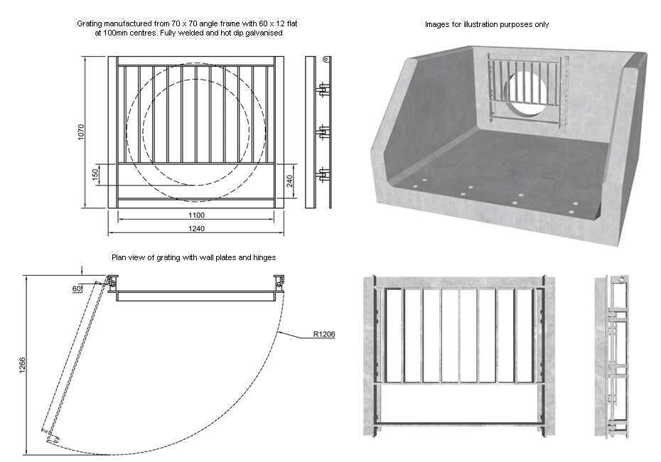 SFA Outfall Safety Grille Type 3 750 line drawing
