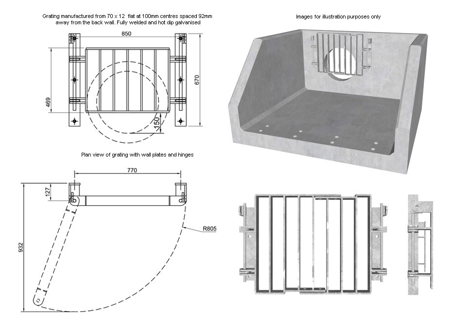 SFA Outfall Safety Grille Type 4 450 line drawing