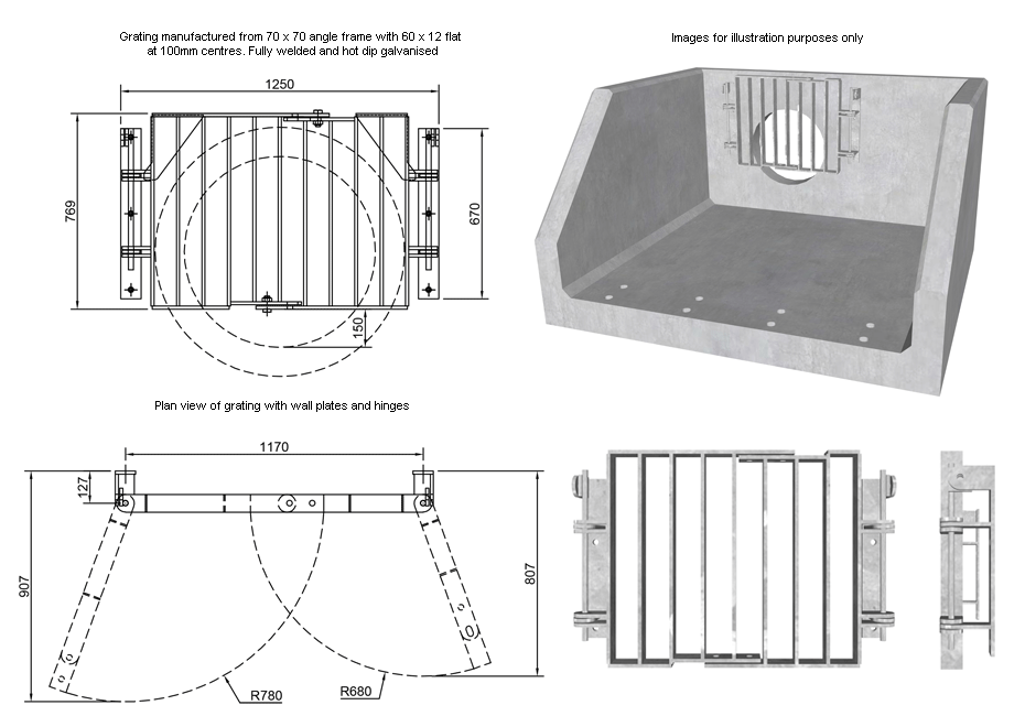 SFA Outfall Safety Grille Type 4 750 line drawing