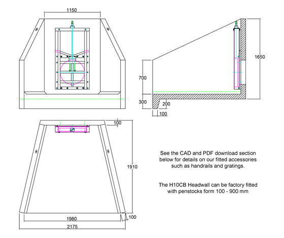 H10CB Penstock Headwall line drawing