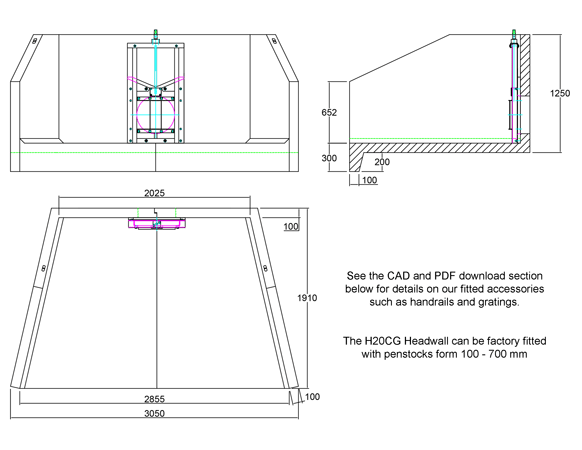 H20CG Penstock Headwall line drawing
