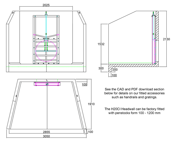 H20CI Penstock Headwall line drawing