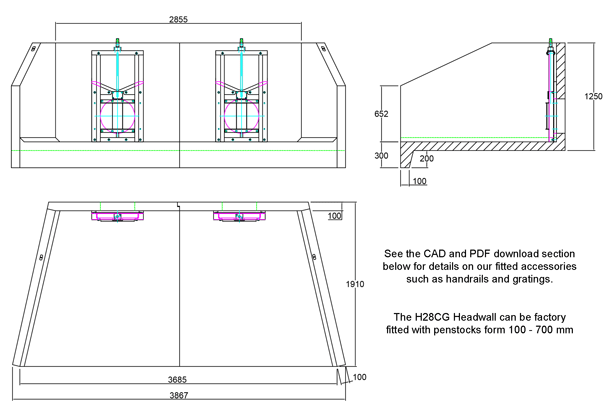 H28CG Penstock Headwall line drawing