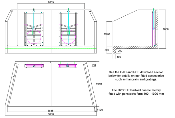 H28CH Penstock Headwall line drawing