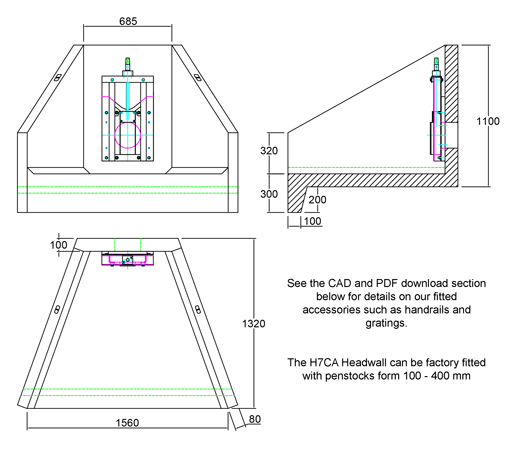 H7CA Penstock Headwall line drawing