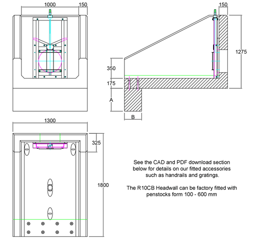 R10CB Penstock Headwall line drawing