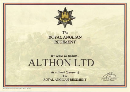 Althon Sponsor Royal Anglian Regiment