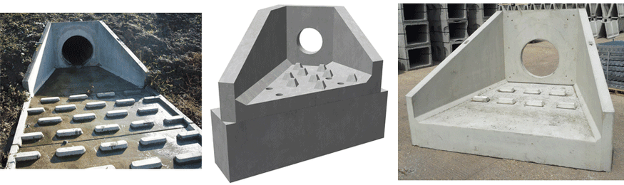 Angled Headwall with Dissipation Blocks